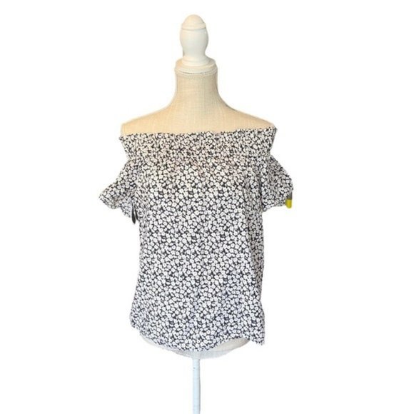H&M Label Of Graded Goods Off Shoulder Floral Smocked Top size 2 - Picture 1 of 12